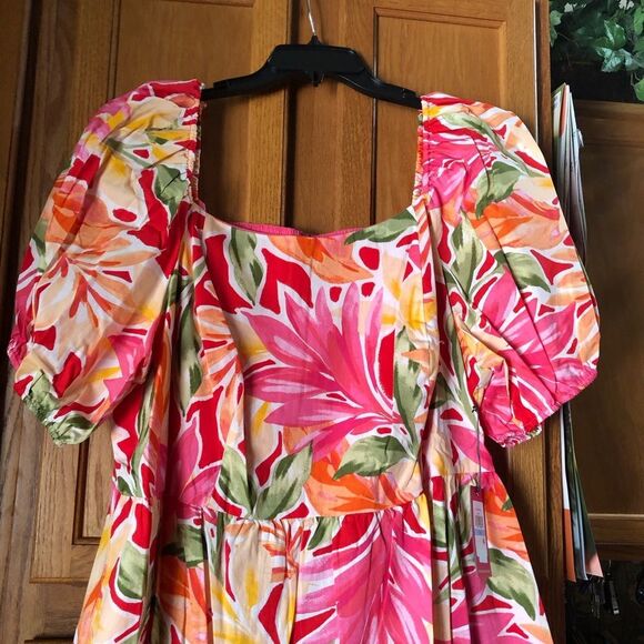 NWT Vince Camuto Square Neck Floral Fit & Flare MIDI Dress Plus Size 20W - Picture 4 of 16